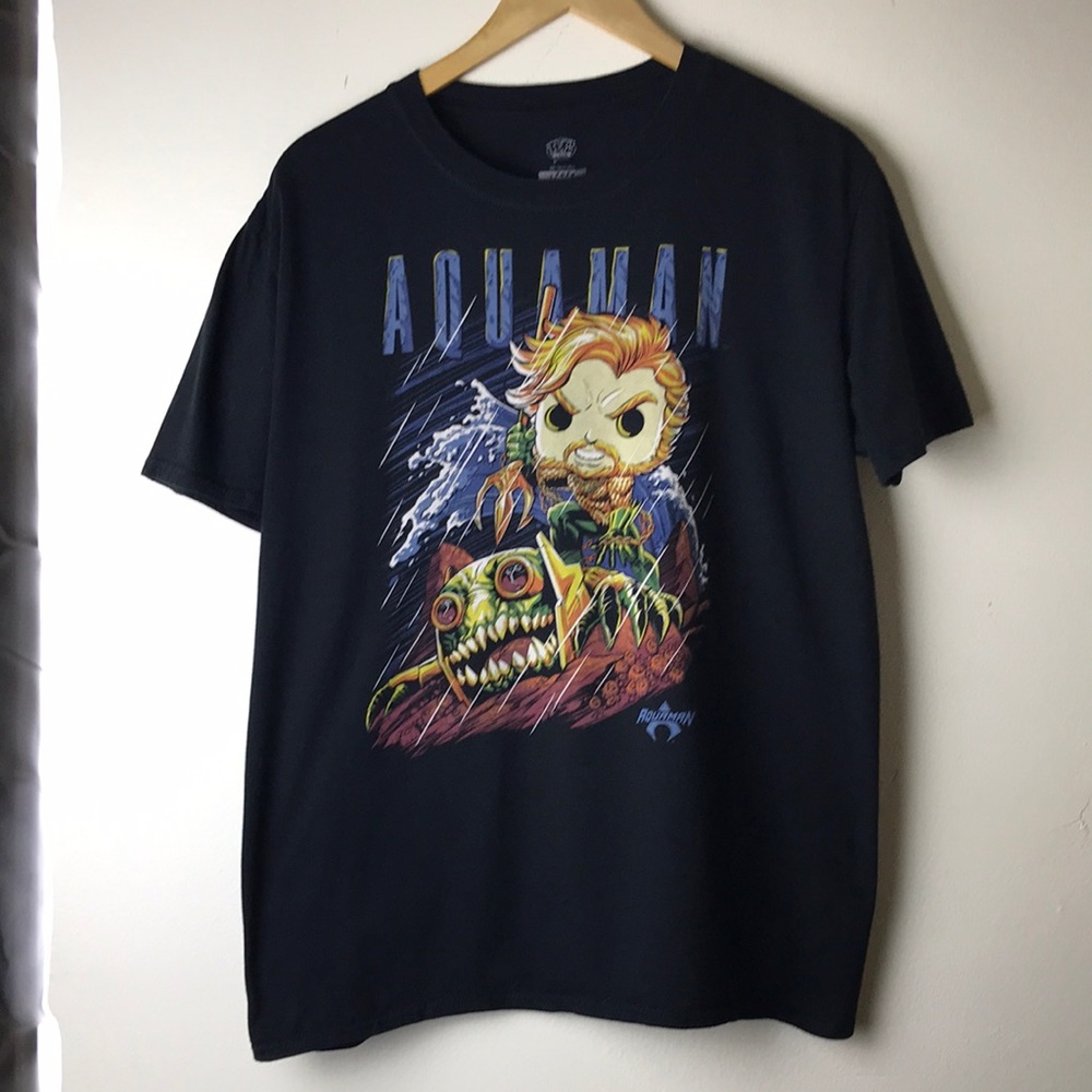 Pop Aquaman 100% cotton Sz L black t-shirt